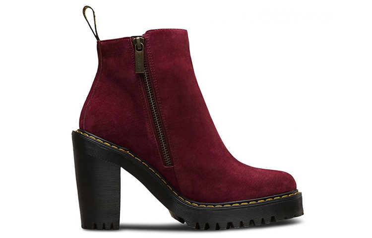 Order (W) Dr. Martens Suede 'Burgundy Tumit Kasar But Zip' 22510618