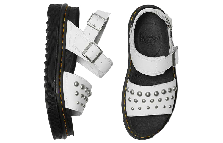 Lookbook (W) Dr. Martens Voss ''Sandali Bianchi in Pelle con Borchie'' 25454100