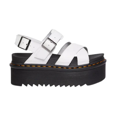 (W) Dr. Martens Voss II Athena Leather Strap Platform Sandal White