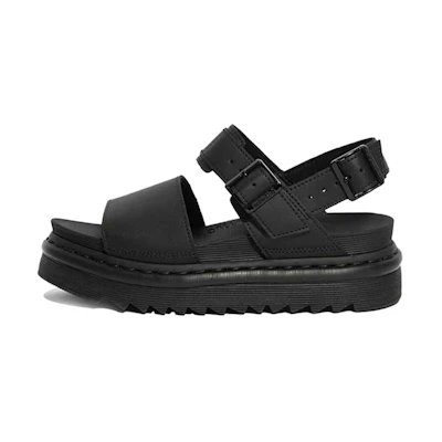 (W) Dr. Martens Voss Leather Strap Sandals Black