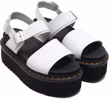 Shop Dr.Martens/馬汀博士 Voss 一字扣帶露趾坡跟 皮革厚底運動涼鞋 女款 白