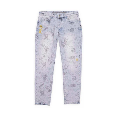 (Women) Drew House Idears Tapered Jeans Vintage Indigo Bear Print Denim Pants. DR-FW21-051
