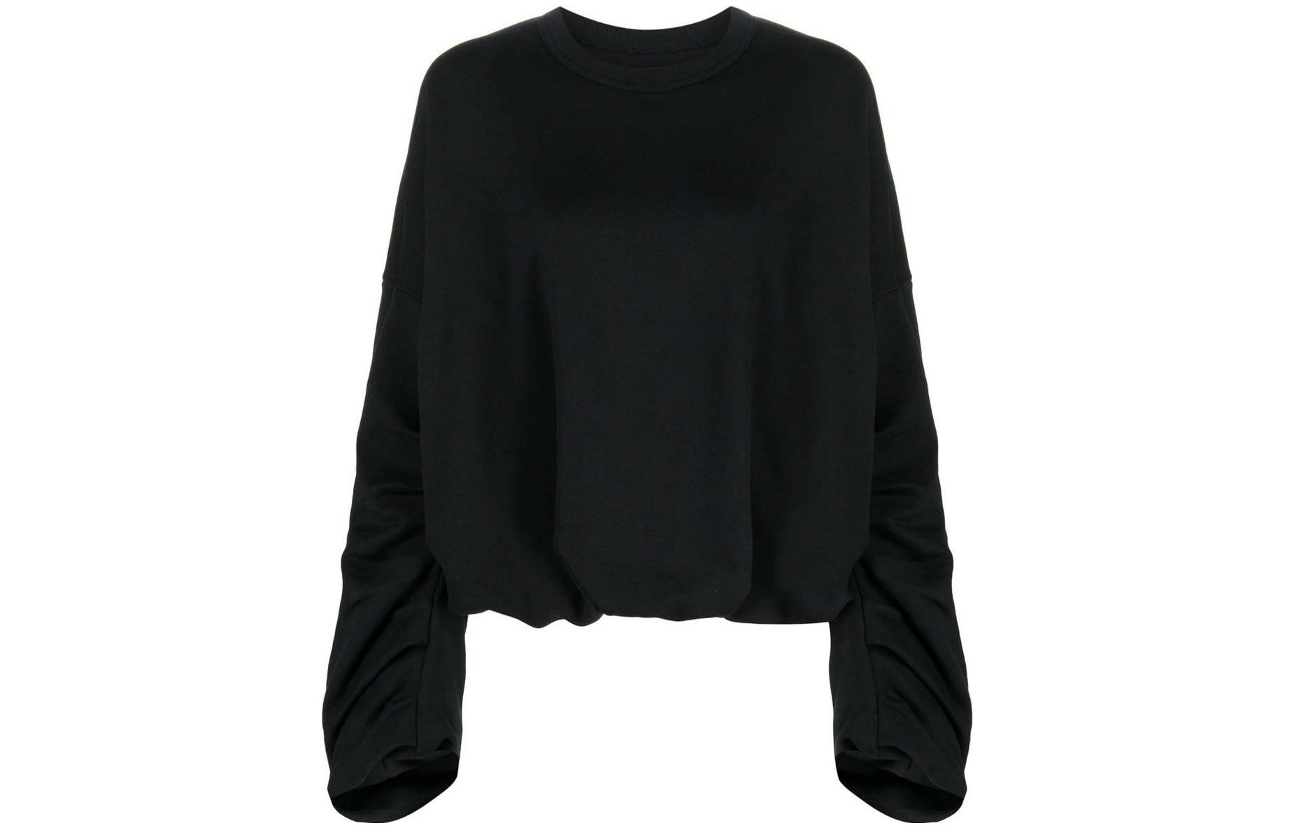 (Women) DRIES VAN NOTEN FW22 Black Solid Color Crewneck Sweatshirt 2.22011E+15