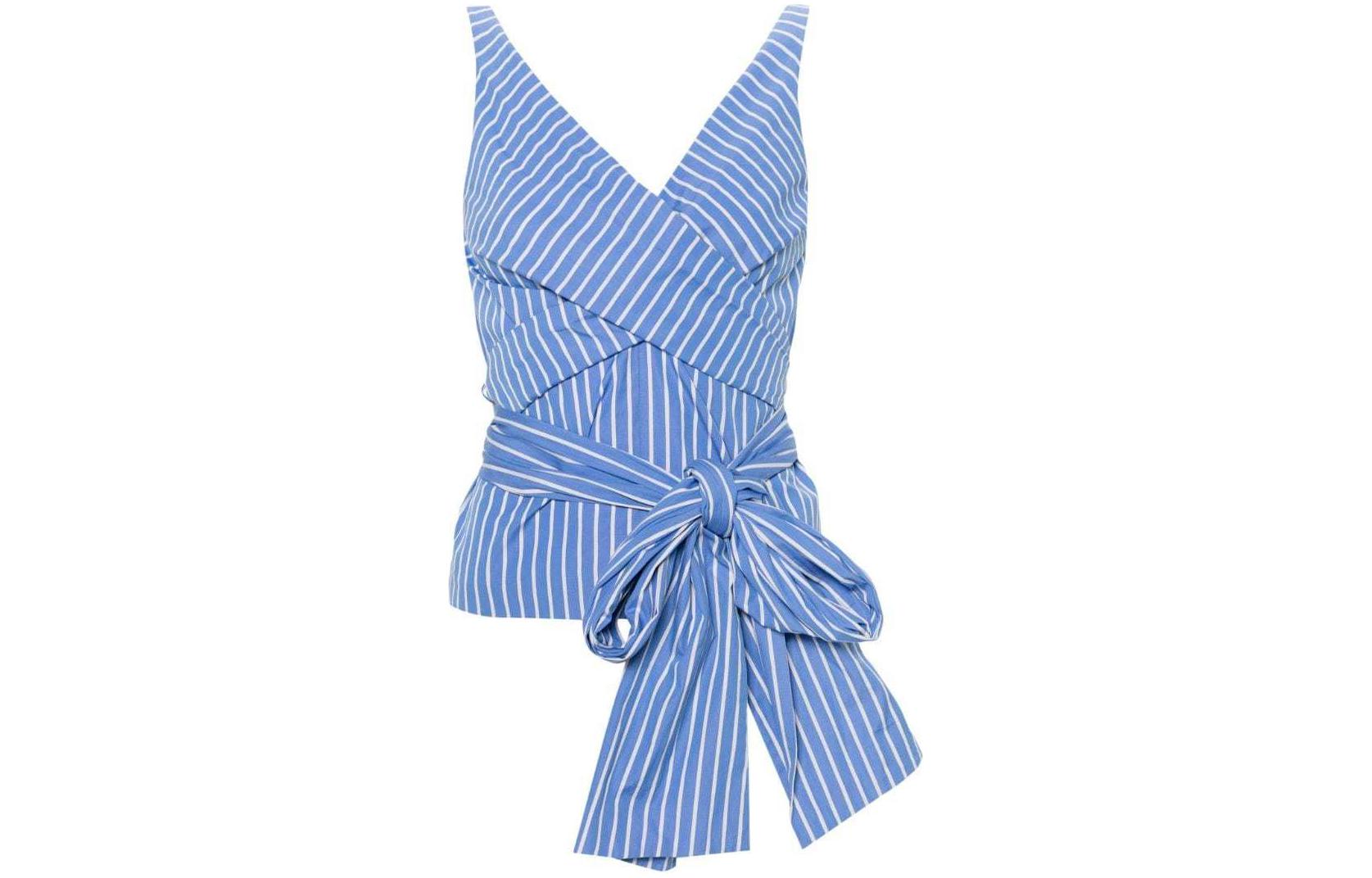 (Women) DRIES VAN NOTEN SS24 Striped V-Neck Slim Fit Vest Blue 2410107268067