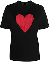 (Women) DSQUARED2 Black Heart Embroidered Crew Neck T-Shirt. S75GD0335S23009-900 (Women) DSQUARED2 Black Heart Embroidered Crew Neck T-Shirt. S75GD0335S23009-900