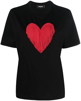 (W) DSQUARED2 黑色爱心刺绣圆领T恤. S75GD0335S23009-900 Buy (W) DSQUARED2 黑色爱心刺绣圆领T恤. S75GD0335S23009-900