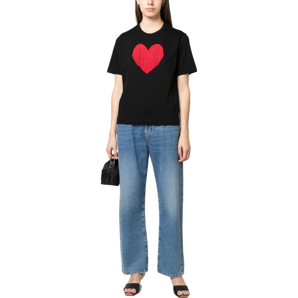 Lookbook (W) DSQUARED2 黑色爱心刺绣圆领T恤. S75GD0335S23009-900