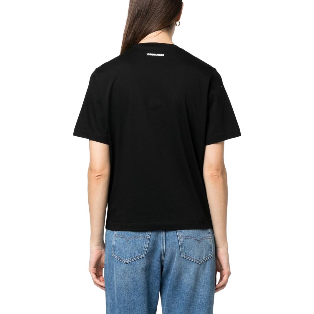 Shop (W) DSQUARED2 黑色爱心刺绣圆领T恤. S75GD0335S23009-900