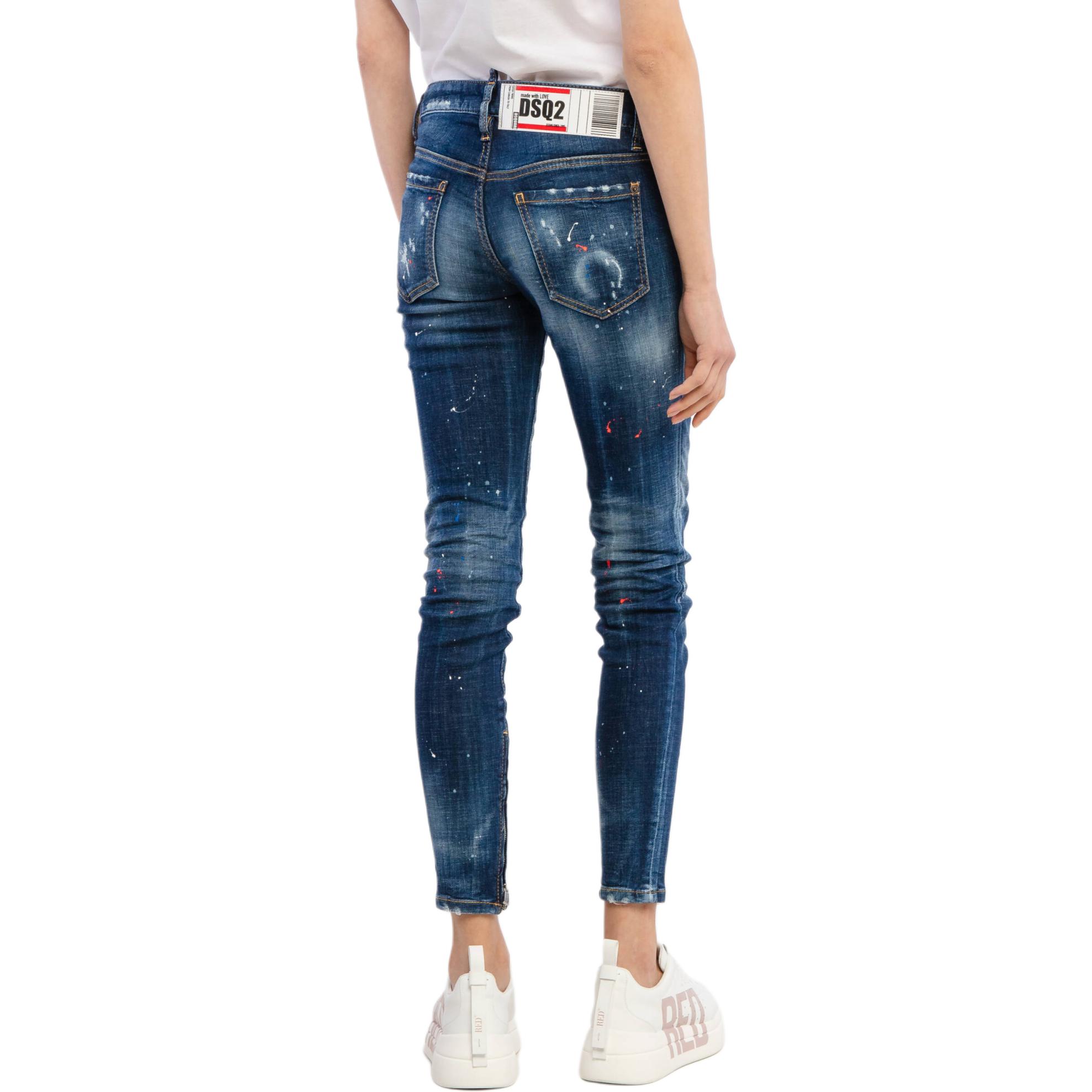 (Women) DSQUARED2  Blue Slim Fit Distressed Logo Zipper Jeans S72LB0407S30342-470 圖 3