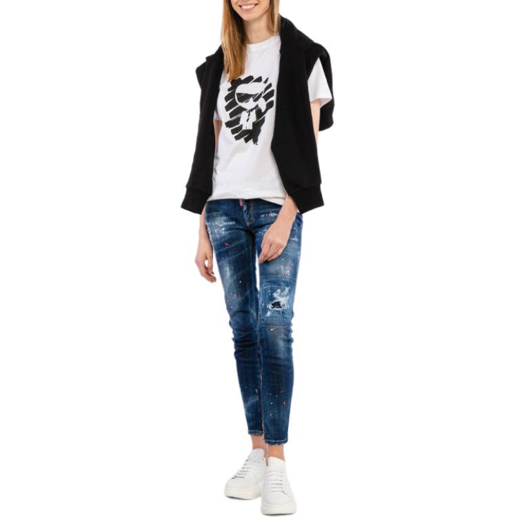 (Women) DSQUARED2  Blue Slim Fit Distressed Logo Zipper Jeans S72LB0407S30342-470 圖 4