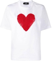 (Women) DSQUARED2 Heart Embellished Crew Neck Short Sleeve T-Shirt S75GD0335S23009-100 (Women) DSQUARED2 Heart Embellished Crew Neck Short Sleeve T-Shirt S75GD0335S23009-100