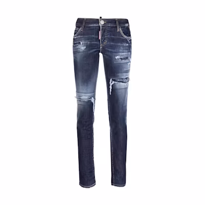 (Women) DSQUARED2 Navy Slim Fit Jeans with Rear Logo Patch. S72LB0657S30789-470