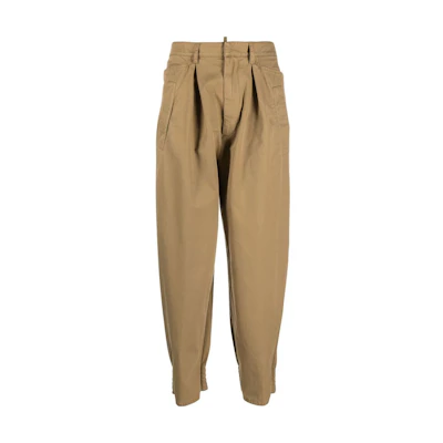 (Women) DSQUARED2 Solid Color Buttoned Tapered Casual Pants Khaki. S75KB0280S41794-157