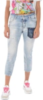 (Women) DSQUARED2 Solid Patch Pocket Button Cropped Jeans Light Blue S75LB0512S30665470 (Women) DSQUARED2 Solid Patch Pocket Button Cropped Jeans Light Blue S75LB0512S30665470