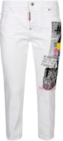 (Women) DSQUARED2 White Straight-Leg Jeans with Solid Letter Print. S75LB0113S39781-100 (Women) DSQUARED2 White Straight-Leg Jeans with Solid Letter Print. S75LB0113S39781-100