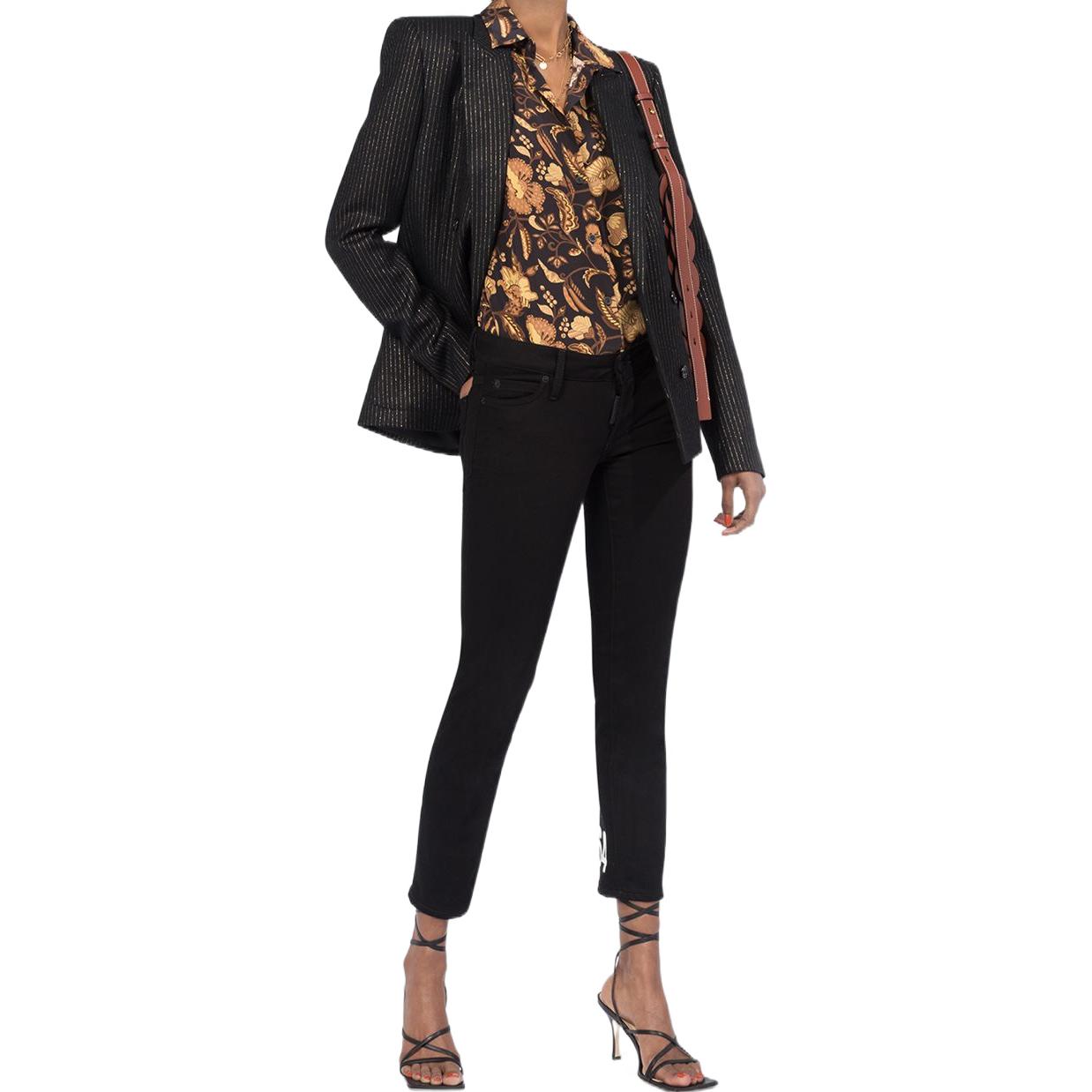 Lookbook (W) DSQUARED2 黑色标志印花中腰修身九分牛仔裤 女款 S75LB0347S30564-900