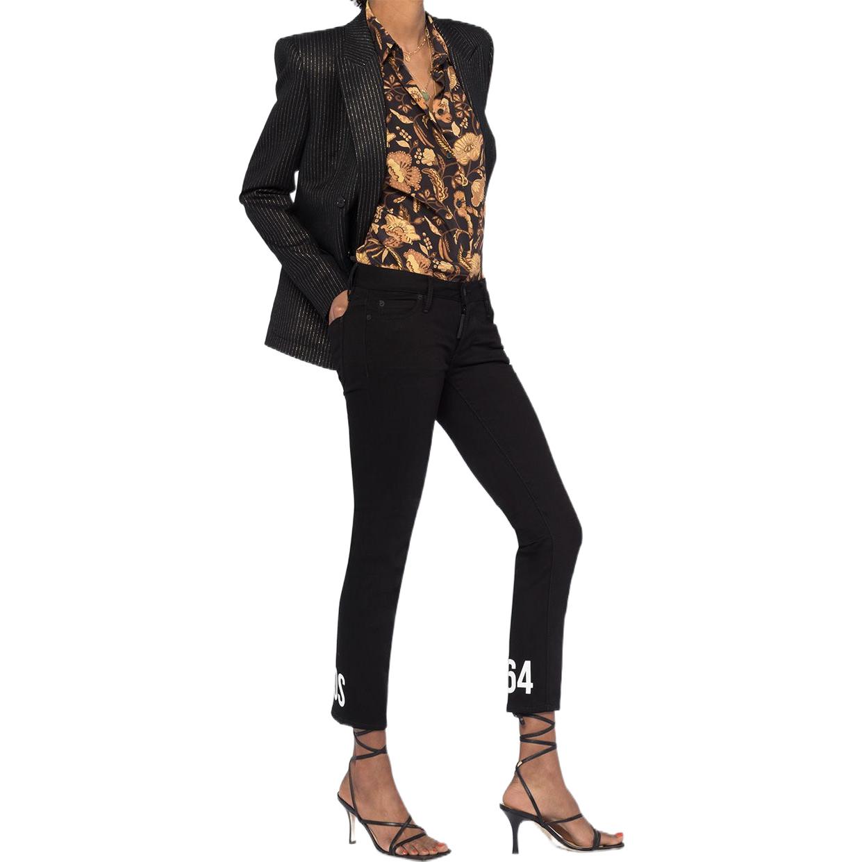 Shop (W) DSQUARED2 黑色标志印花中腰修身九分牛仔裤 女款 S75LB0347S30564-900