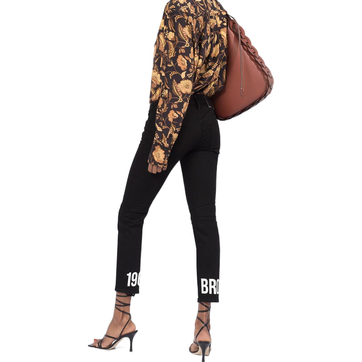 Purchase (W) DSQUARED2 黑色标志印花中腰修身九分牛仔裤 女款 S75LB0347S30564-900