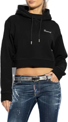 (W) Dsquared2 黑色修身短版連帽上衣 長袖純色設計 S75GU0547S25516-900 Lookbook (W) Dsquared2 黑色修身短版連帽上衣 長袖純色設計 S75GU0547S25516-900