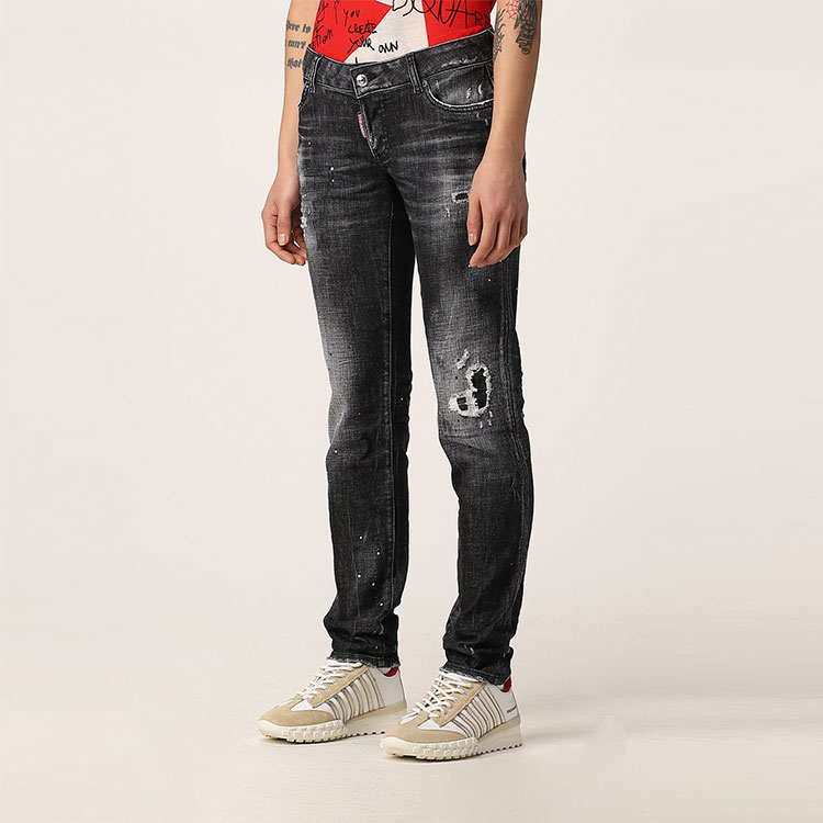 Purchase (W) DSQUARED2 ディストレスト ウォッシュドブラック ジーンズ レディース. S75LB0574S30357-900