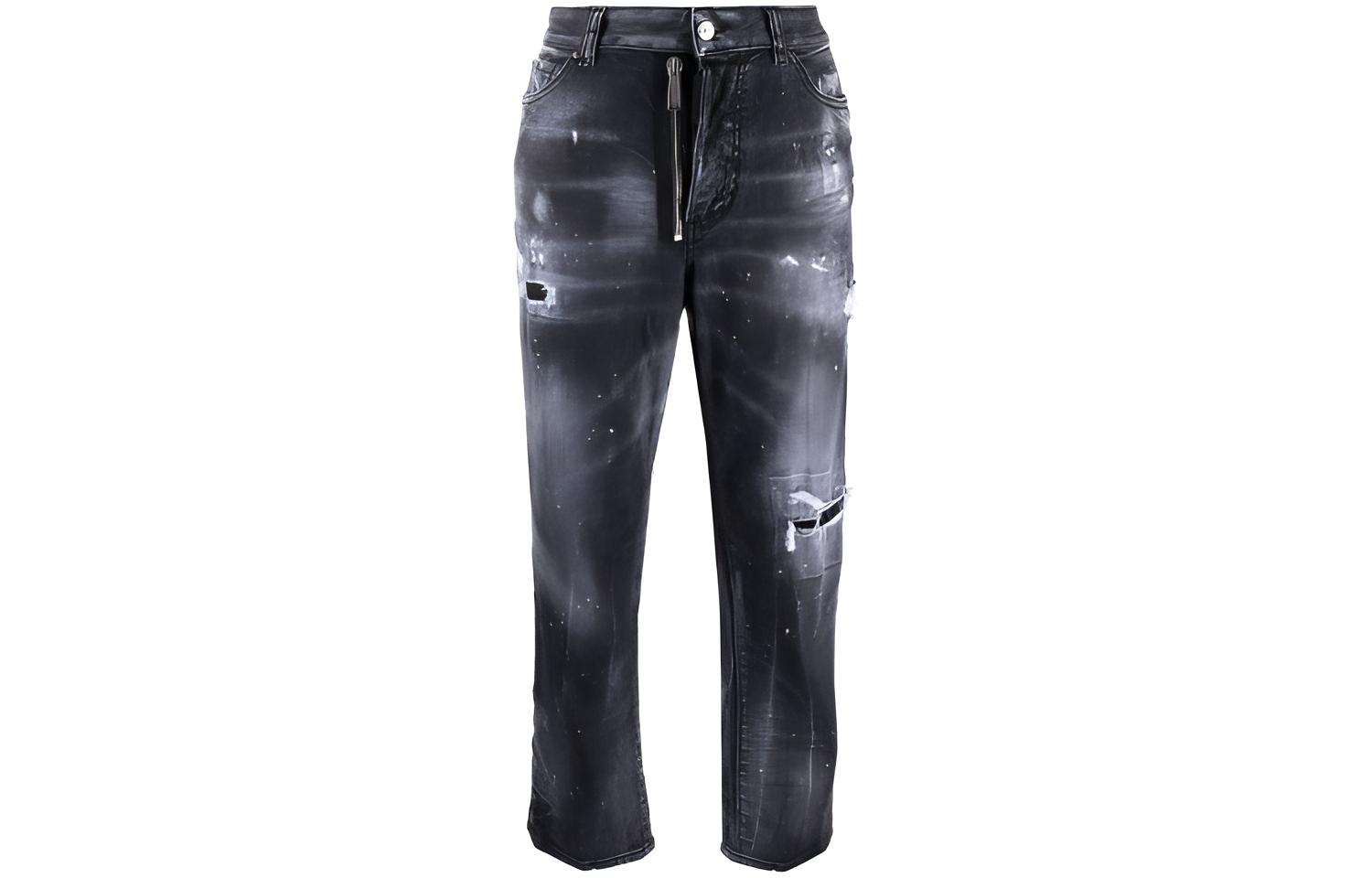 (Women) DSQUARED2 FW21 Distressed Straight-Leg Jeans Women Dark Grey S72LB0419S30357-900