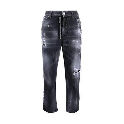 (Women) DSQUARED2 FW21 Distressed Straight-Leg Jeans Women Dark Grey S72LB0419S30357-900