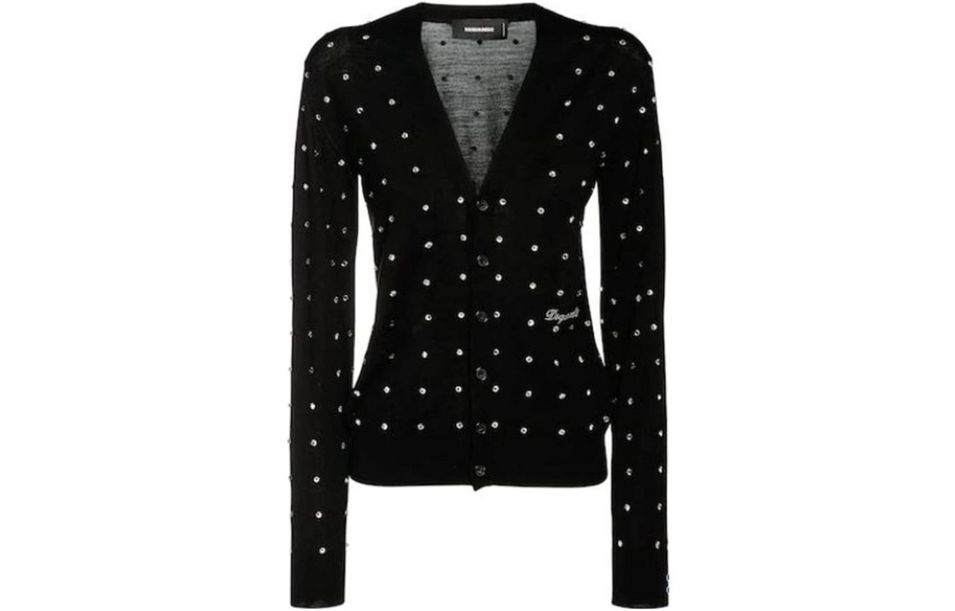 Order (W) DSQUARED2 FW22 黑色针织开衫带亮片装饰. S75HA1163S16794-900