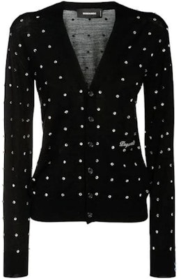 (W) DSQUARED2 FW22 黑色针织开衫带亮片装饰. S75HA1163S16794-900 Order (W) DSQUARED2 FW22 黑色针织开衫带亮片装饰. S75HA1163S16794-900