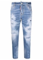 (Women) DSQUARED2 FW22 Distressed Straight Leg Jeans Women Light Blue. S72LB0559S30342-470 (Women) DSQUARED2 FW22 Distressed Straight Leg Jeans Women Light Blue. S72LB0559S30342-470