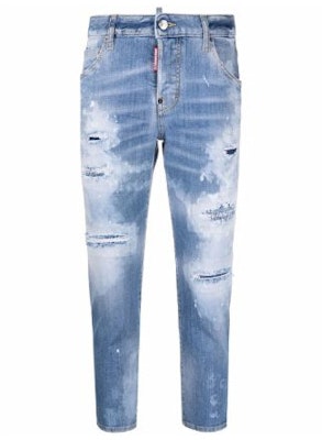 (W) DSQUARED2 FW22 女士浅蓝色做旧直筒牛仔裤 S72LB0559S30342-470 Buy (W) DSQUARED2 FW22 女士浅蓝色做旧直筒牛仔裤 S72LB0559S30342-470