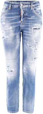 (W) DSQUARED2 FW22 女士浅蓝色做旧直筒牛仔裤 S72LB0559S30342-470 Order (W) DSQUARED2 FW22 女士浅蓝色做旧直筒牛仔裤 S72LB0559S30342-470