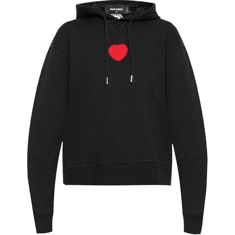 (Women) Dsquared2 Graphic Print Patch Hoodie Black S75GU0554S25516-900