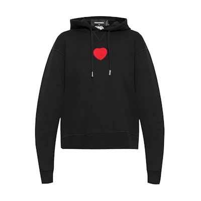 (Women) Dsquared2 Graphic Print Patch Hoodie Black S75GU0554S25516-900