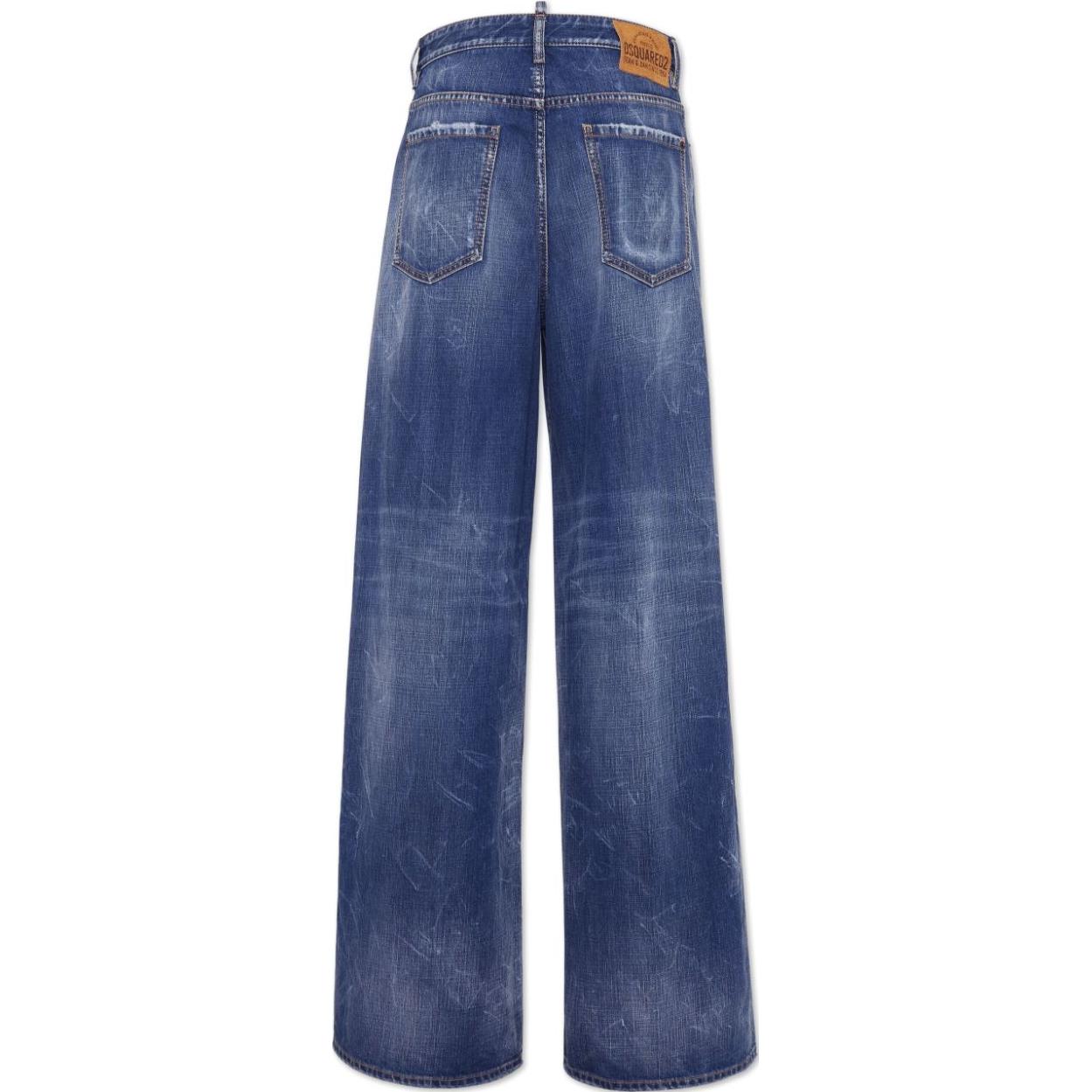 (Women) DSQUARED2 Logo High-Waist Wide-Leg Denim Jeans Navy Blue Women’s S72LB0805S30309-470 圖 3