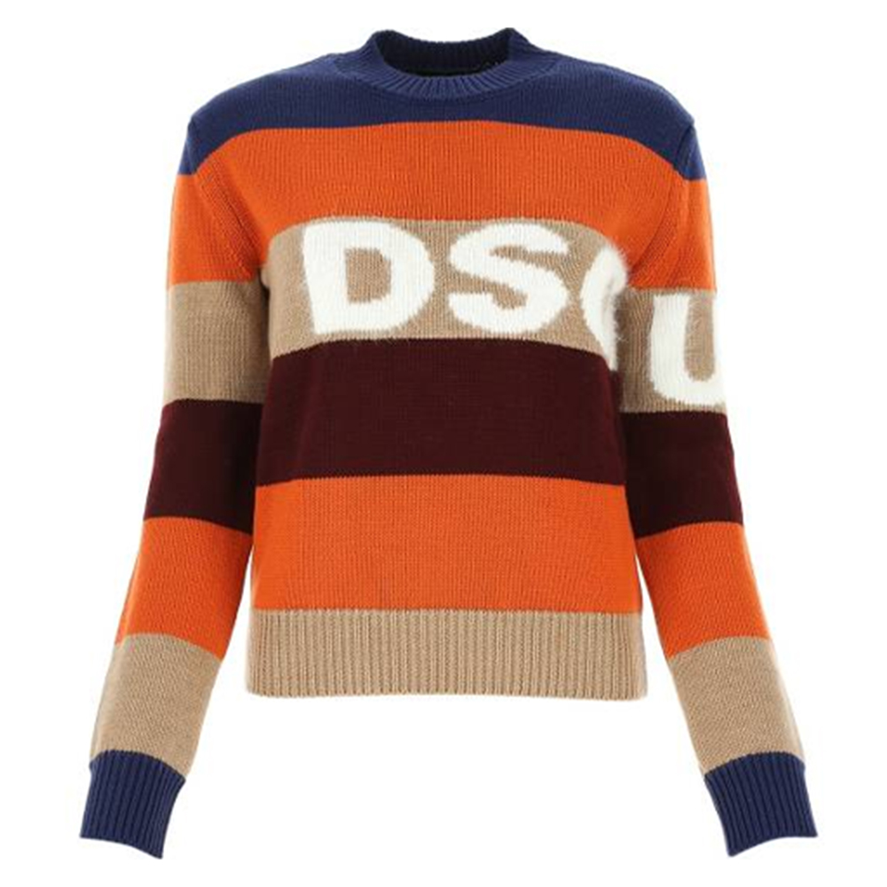 (Women) DSQUARED2 Logo Patchwork Wool Pullover Sweater Women Multicolor. S75HA0999S17396-961