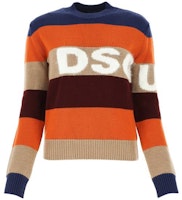 (Women) DSQUARED2 Logo Patchwork Wool Pullover Sweater Women Multicolor. S75HA0999S17396-961 (Women) DSQUARED2 Logo Patchwork Wool Pullover Sweater Women Multicolor. S75HA0999S17396-961
