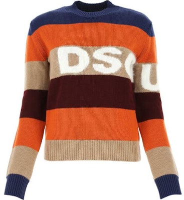 (W) DSQUARED2 로고 패치워크 울 풀오버 스웨터 여성 멀티컬러. S75HA0999S17396-961 Order (W) DSQUARED2 로고 패치워크 울 풀오버 스웨터 여성 멀티컬러. S75HA0999S17396-961