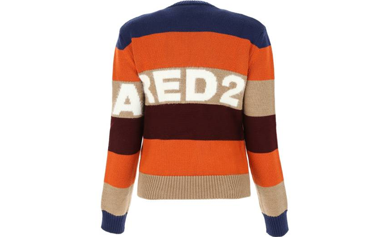 Lookbook (W) DSQUARED2 로고 패치워크 울 풀오버 스웨터 여성 멀티컬러. S75HA0999S17396-961