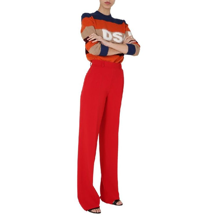 Shop (W) DSQUARED2 로고 패치워크 울 풀오버 스웨터 여성 멀티컬러. S75HA0999S17396-961