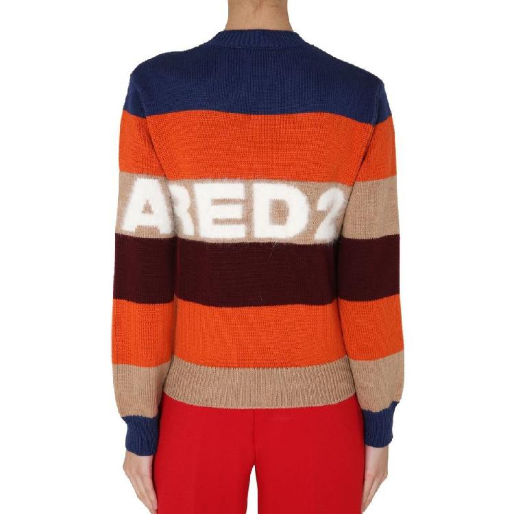 Details for (W) DSQUARED2 로고 패치워크 울 풀오버 스웨터 여성 멀티컬러. S75HA0999S17396-961