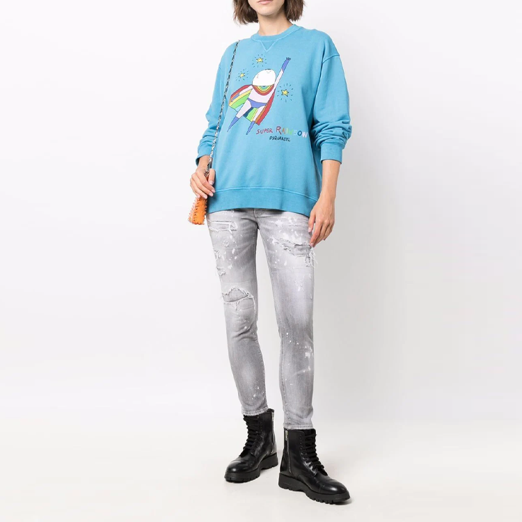 Shop (W) DSQUARED2 SS22 アンクル丈ディストレストジーンズ グレー S72LB0487S30260-852