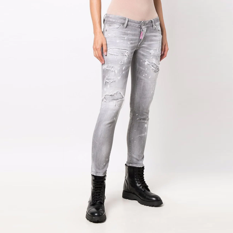 Purchase (W) DSQUARED2 SS22 アンクル丈ディストレストジーンズ グレー S72LB0487S30260-852