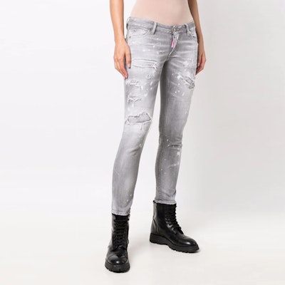 (W) DSQUARED2 SS22 アンクル丈ディストレストジーンズ グレー S72LB0487S30260-852 Purchase (W) DSQUARED2 SS22 アンクル丈ディストレストジーンズ グレー S72LB0487S30260-852