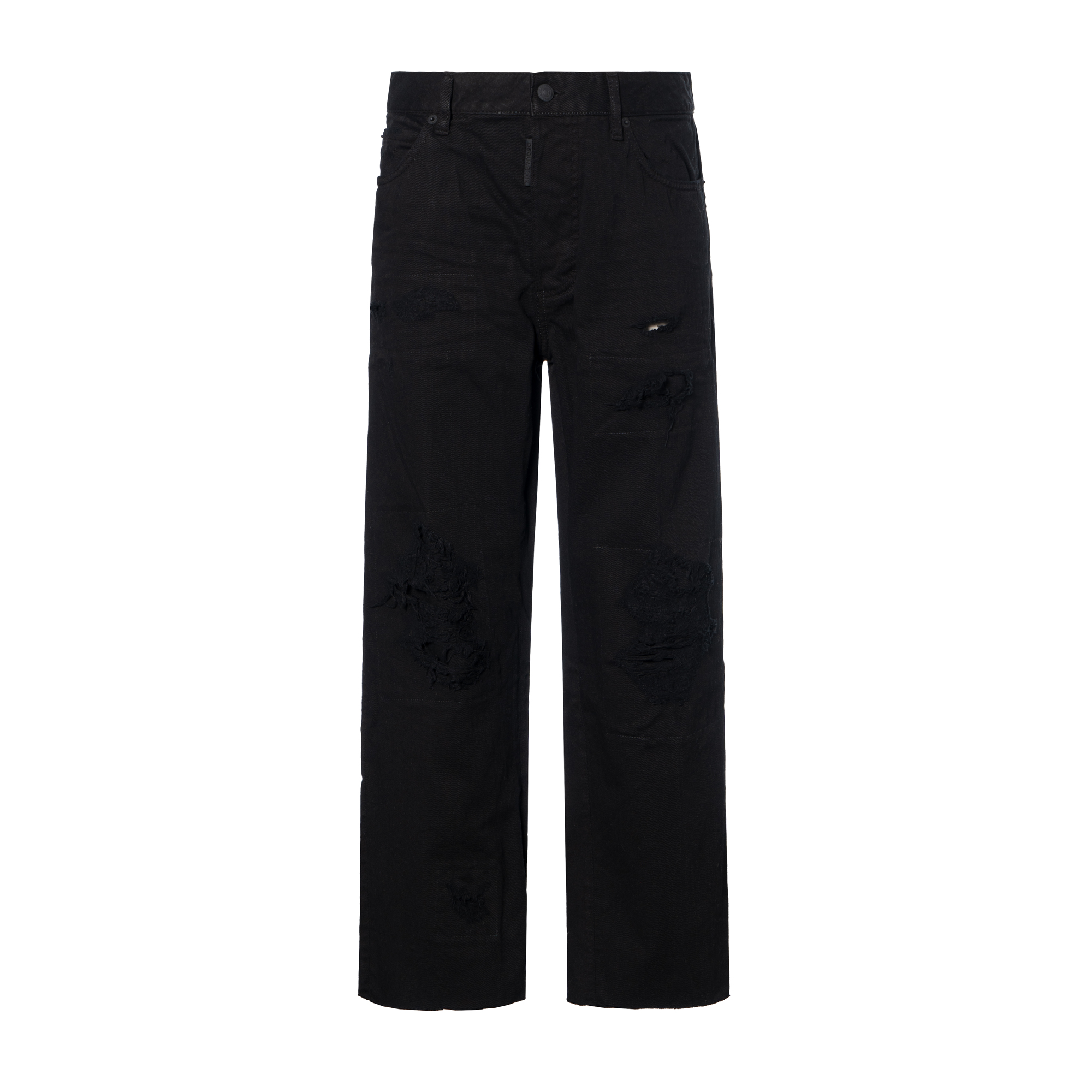 (Women) DSQUARED2 SS22  Black Straight-Cut Jeans with Solid Logo Pattern. S72LB0508STN833-900