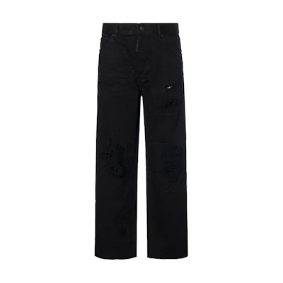 (Women) DSQUARED2 SS22 Black Straight-Cut Jeans with Solid Logo Pattern. S72LB0508STN833-900