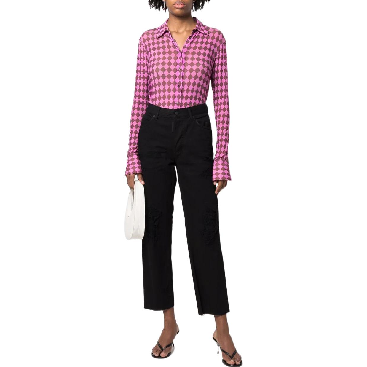 (Women) DSQUARED2 SS22  Black Straight-Cut Jeans with Solid Logo Pattern. S72LB0508STN833-900 圖 3