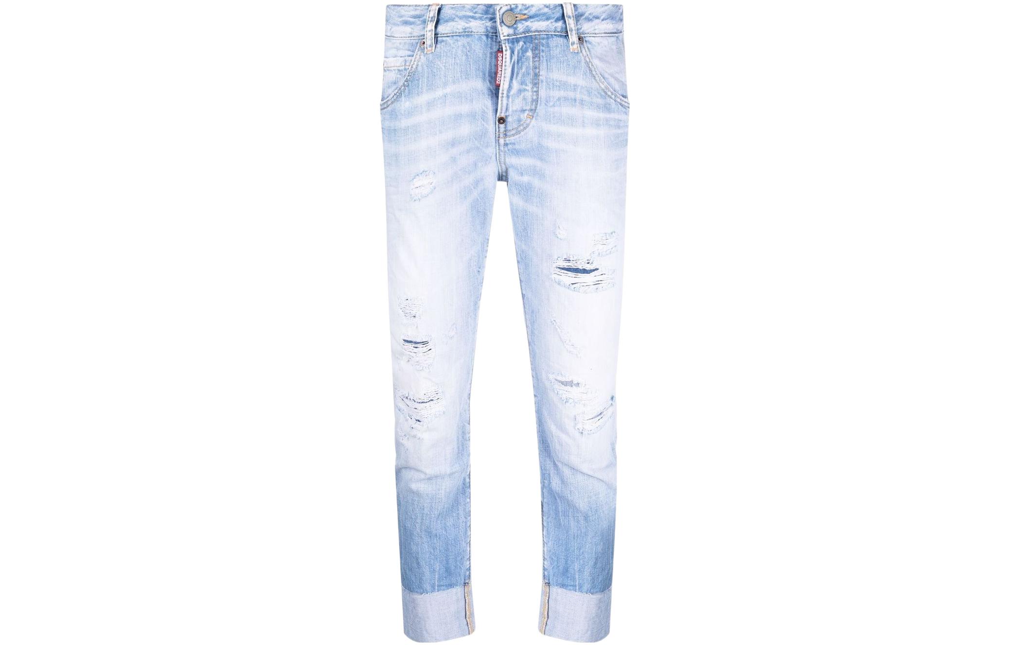 Order (W) DSQUARED2 SS22 ダメージ加工ライトブルー カジュアルデニムジーンズ. S72LB0495S30309-470