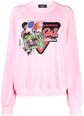 (W) ディースクエアード2 SS22 ピンク グラフィックプリント パッチ 長袖スウェットシャツ S75GU0391S25462-242 Order (W) ディースクエアード2 SS22 ピンク グラフィックプリント パッチ 長袖スウェットシャツ S75GU0391S25462-242