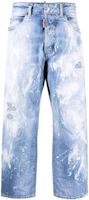 (Women) DSQUARED2 SS22 Distressed Paint-Splatter Wide-Leg Jeans Women Blue S72LB0493S30309-470 (Women) DSQUARED2 SS22 Distressed Paint-Splatter Wide-Leg Jeans Women Blue S72LB0493S30309-470