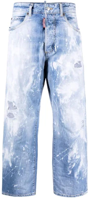 (W) DSQUARED2 SS22做旧喷漆宽腿牛仔裤 女款 蓝色 S72LB0493S30309-470 Order (W) DSQUARED2 SS22做旧喷漆宽腿牛仔裤 女款 蓝色 S72LB0493S30309-470